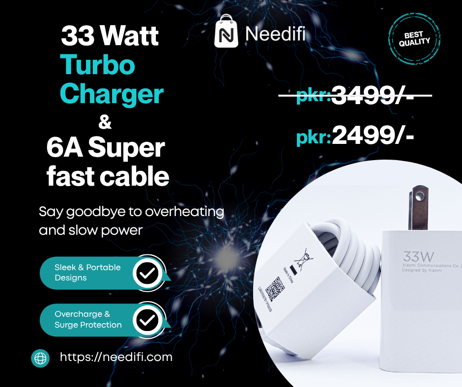 Mi 33W Turbo Charger With 120W 6A Type-C Cable– Original Xiaomi Fast Charger